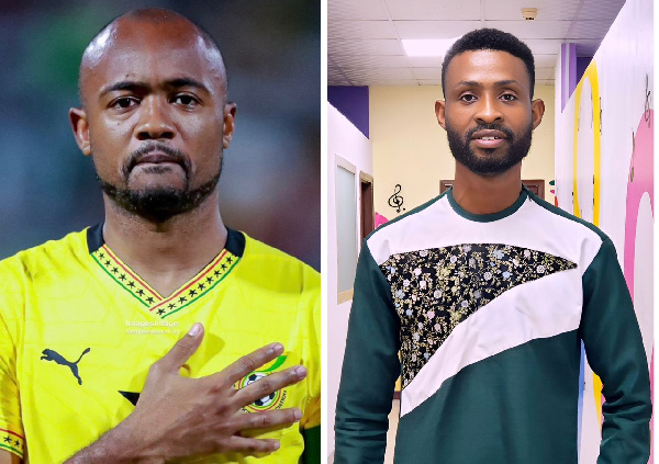 A photo of Jordan Ayew and sports journalist Listowel Mensah