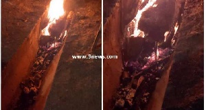 The alleged armed robber was shot dead and burnt to ashes