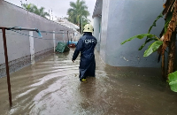 A GNFS officer embarking on rescue operation