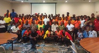 Group photograph of the athletes and officials with the delegation from the Ghana