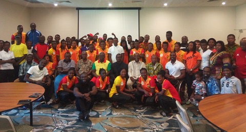 Group photograph of the athletes and officials with the delegation from the Ghana