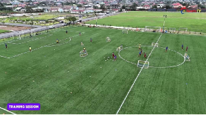 Players of Hearts of Oak are training ahead of the Super Clash on Sunday