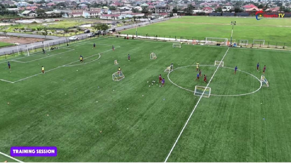 Players of Hearts of Oak are training ahead of the Super Clash on Sunday