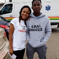 Rosemond Brown in a pose with Abraham Attah