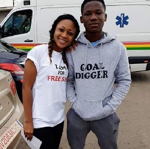Rosemond Brown in a pose with Abraham Attah