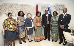 Foreign Affairs Minister, Shirley Ayorkor Botchway with the Israeli delegation