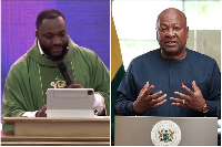 Prophet Eric Boahen Uche (L) says President John Dramani Mahama (R) has another term to serve