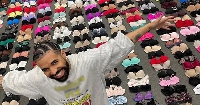 Drake shared a photo of all the bras that have been thrown at him during his It's All a Blur tour