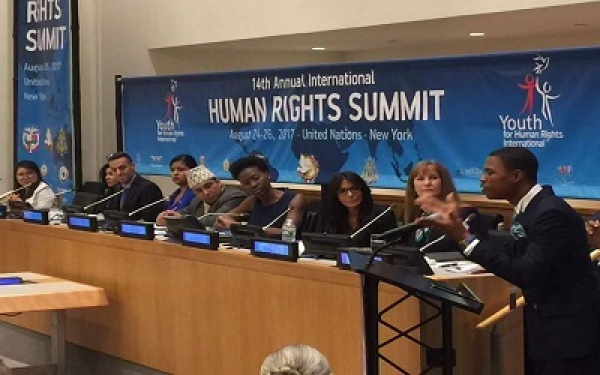 Lawyer Sosu speaking at the annual Human Rights Summit in New York