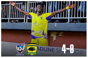 Salim Adams scored twice in Medeama's 4-0 win over Asante Kotoko