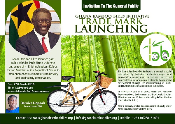 H.E. President John Agyekum Kufuor will on Tuesday launch trade name for Ghana Bamboo Bikes Initiati