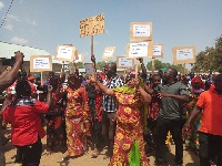 A crowd of constituents protesting at Paga for Pele's release