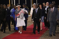 Queen Margarethe being escorted by Veep Bawumia