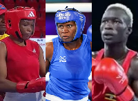 L-R: Angel Kutashabe, Emily Nakalema and Ibrahim Kemis are Ugandan boxers