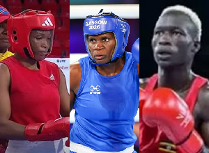 L-R: Angel Kutashabe, Emily Nakalema and Ibrahim Kemis are Ugandan boxers L-R: Angel Kutashabe, Emily Nakalema and Ibrahim Kemis are Ugandan boxers