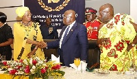 President Akufo-Addo shaking hands with Sophia Akuffo, Chief Justice