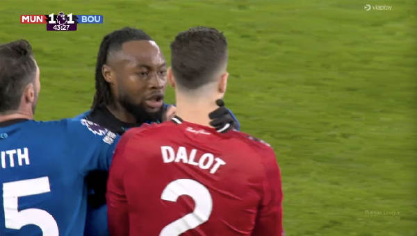 Semenyo confronted Dalot over dangerous tackle