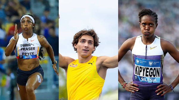 Fraser-Pryce (L) Duplantis (M) and Kipyegon (R) will be competing at Tokyo 2025