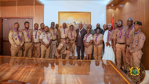 President John Dramani Mahama with members of the Ghana Scout Association (GSA)