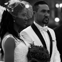 Majid Michel and wife during their wedding