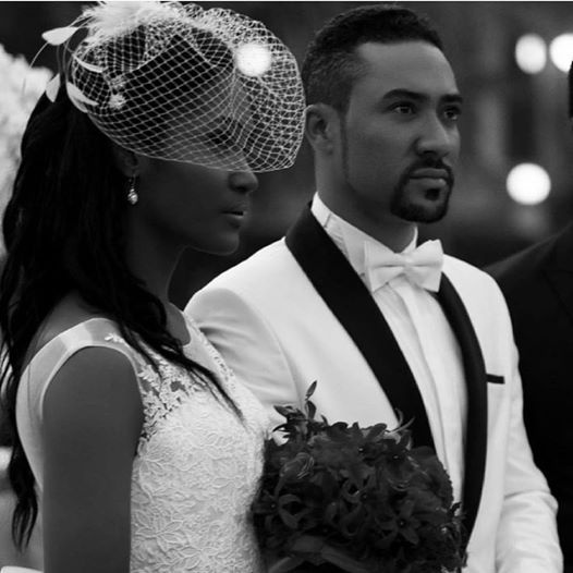 Majid Michel and wife during their wedding