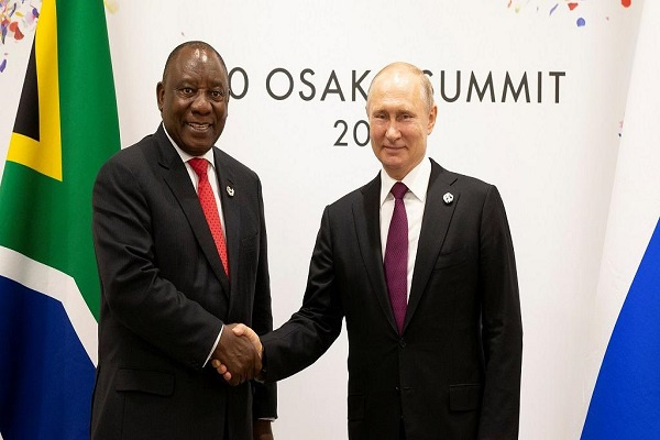 South Africa President Cyril Ramaphosa and Russian counterpart Vladimir Putin