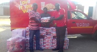 DUFIL donated cartons of Indomie instant noodles, Indomie exercise books, Indomie T-shirts.