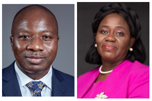 A photo collage of Mahama Ayariga and Gertrude Torkornoo