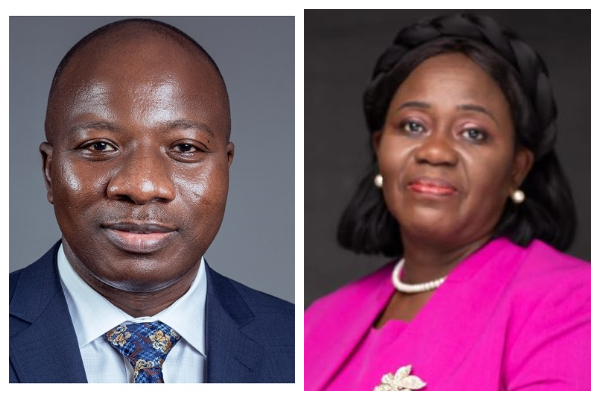 A photo collage of Mahama Ayariga and Gertrude Torkornoo