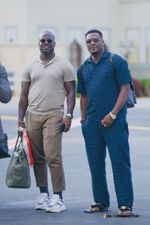 Stephen Appiah and Asamoah Gyan travelled with the Black Stars for Monday's fixture