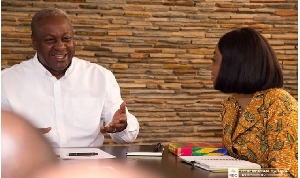 John Dramani Mahama, flagbearer of NDC (L) and Electoral Commision Chair Jean Mensah