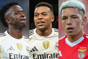 L-R: Vinicius Jr, Mbappe and Prestianni are involved in racial controversy