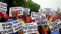Some aggrieved YEA workers with placards