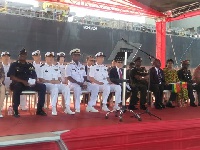 Chinese and Ghanaian military forces at a welcome ceremony for their first engagement