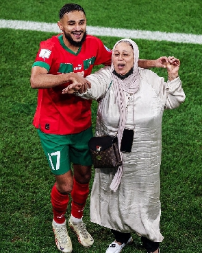 A photo of Sofiane Boufal and his mother.