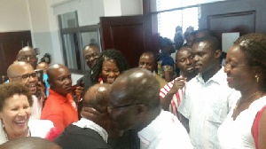 Dr Papa Kwesi Nduom with Lawyer Ayikoo Otoo in jubilant mood