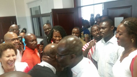 Dr Papa Kwesi Nduom with Lawyer Ayikoo Otoo in jubilant mood