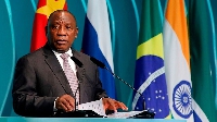 South Africa’s President Cyril Ramaphosa speaks during the BRICS Business Council