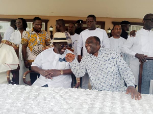 John Agyekum Kufuor in a hearty moment with Alan Kyerematen