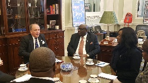 Papa Owusu-Ankomah(in glasses) interacting with London Mayor, Alderman Charles Bowman