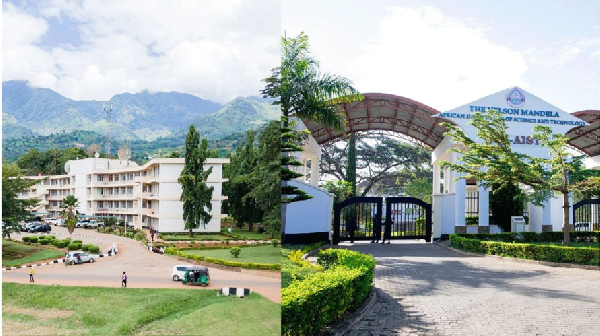 A photo collage a university in Tanazania