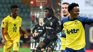 Aziz Issah (L), Caleb Yirenkyi (M) and Mohammed Fuseini (R) get their maiden Black Stars call up