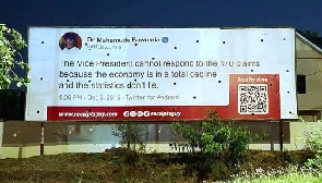 One of the billboards showing a 2016 tweet by Dr Mahamudu Bawumia