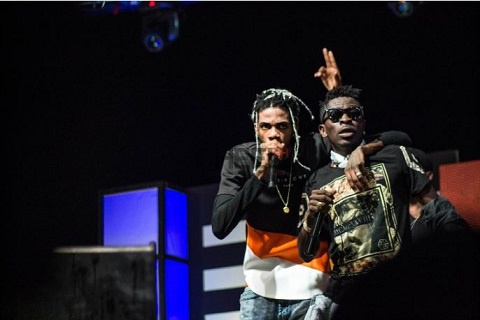 Alkaline and Shatta Wale performs on stage