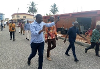 Member of Parliament for Okaikwei Central, Patrick Yaw Boamah  waving constituents