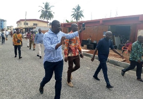 Member of Parliament for Okaikwei Central, Patrick Yaw Boamah  waving constituents