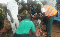 Collapsed victim lying on the stretcher