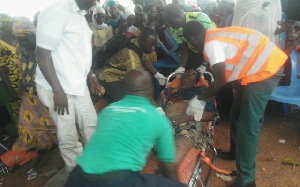 Collapsed victim lying on the stretcher