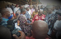 President Akufo-Addo shaking hands with the paramount chiefs and queen mothers
