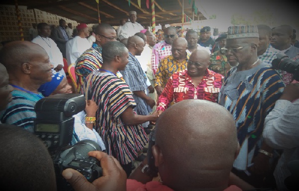 President Akufo-Addo shaking hands with the paramount chiefs and queen mothers